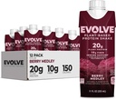 Protein Shake na osnovi Evolve, Berry Medley, 20g Vegan Protein, Imunska podpora, Vitamin C & cink, Brez mleka, Brez umetnih sladil, Ne-GMO, 10g Fiber, 11oz, (12 Pack) (Formula May Vary)