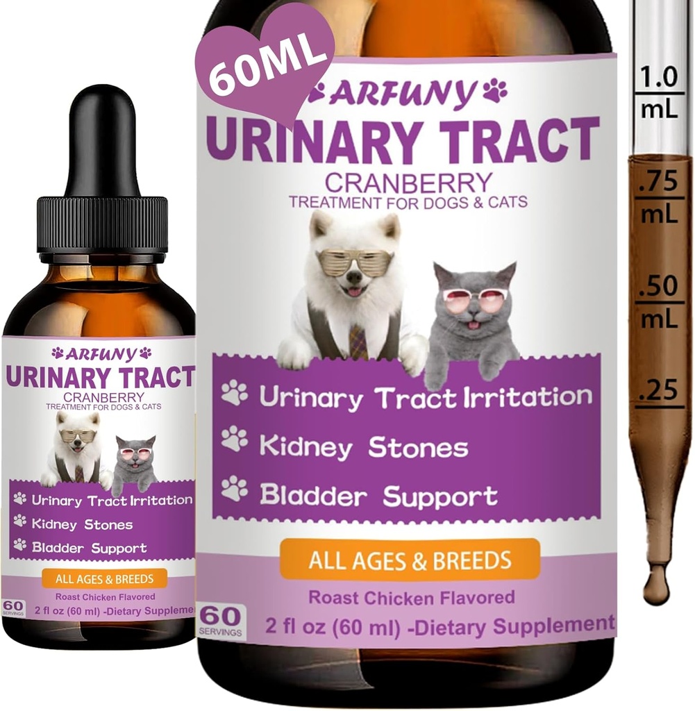 Infekcijsko zdravljenje mačk in psov – podpora mehurju, ledvicam in inkontinenci – Cranberry Supplement for Cats & Dogs - Pet UTI Supplement - Pet Ledvice Podpora - Praženi piščančji okus