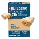 CLIF BUILDERS Beljakovinske čokoladice - vanilija mandljeva aroma - 20g na osnovi rastlinskih beljakovin - brez glutena - ne-GMO - nizko glikemična - brez umetnih sladil - 2,4 oz. (12 pakiranje)