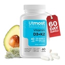 Vitamin D3 s K2–5000iu Vitamin D in 100 μg Vitamin K dodatek v eni kapsuli za največjo biološko razpoložljivost – izboljša kalcijevo absorpcijo za kardiovaskularno, imuno in zdravje kosti (60 kapsul)