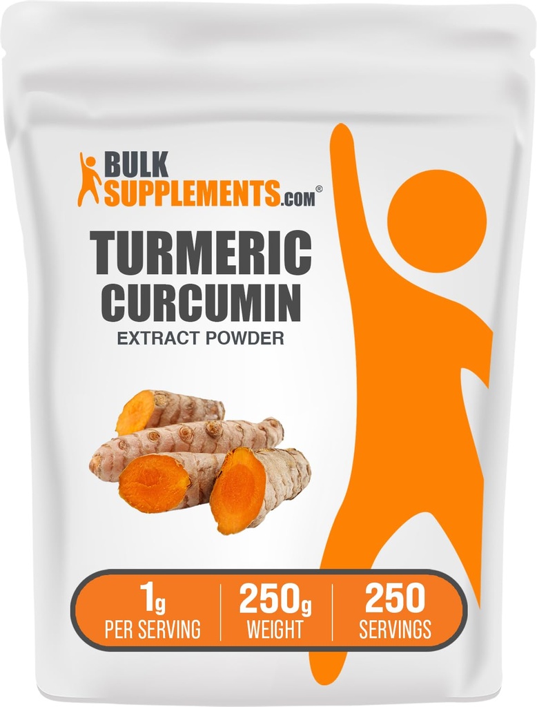 BulkSupplements.com Kurkum ekstrakt v prahu - iz kurkuma koren, kurkumin dopolnila, kurkumin v prahu - Gluten prost, 1g na serviranje, 250g (8.8 oz) (Pack of 1)