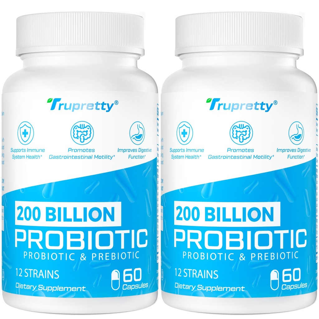 200 milijard Cfus 12 Sevi Probiotik, s 3 Organic Prebiotics, Probiotiki za ženske moške, Dnevni dodatek za imuno, Gut, Prebavno zdravje, Rokavice Stable, Non GSO, 120 Caps (120-dnevno oskrbo)
