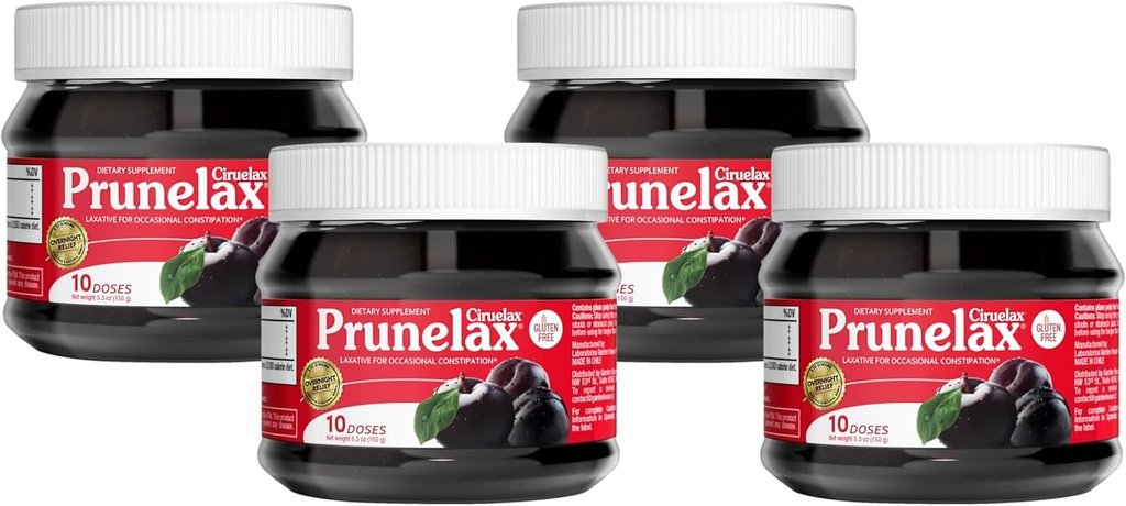 Prunelax Ciruelax Redna moč Laksativni jam - Vegan & Gluten-free Natural-Sestavina Laksative za občasno zaprtje - 5.3 oz (Pack of 4)