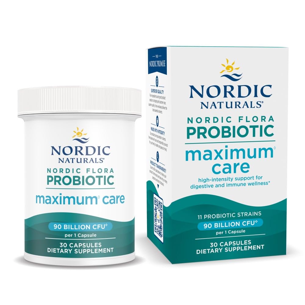 Nordic Naturals Nordic Flora Probiotic maximum Care, 30 Kapsule, 11 Probiotic sevi za dnevno imuno in digestivno zdravstveno podporo, Vegan, 30 Servings