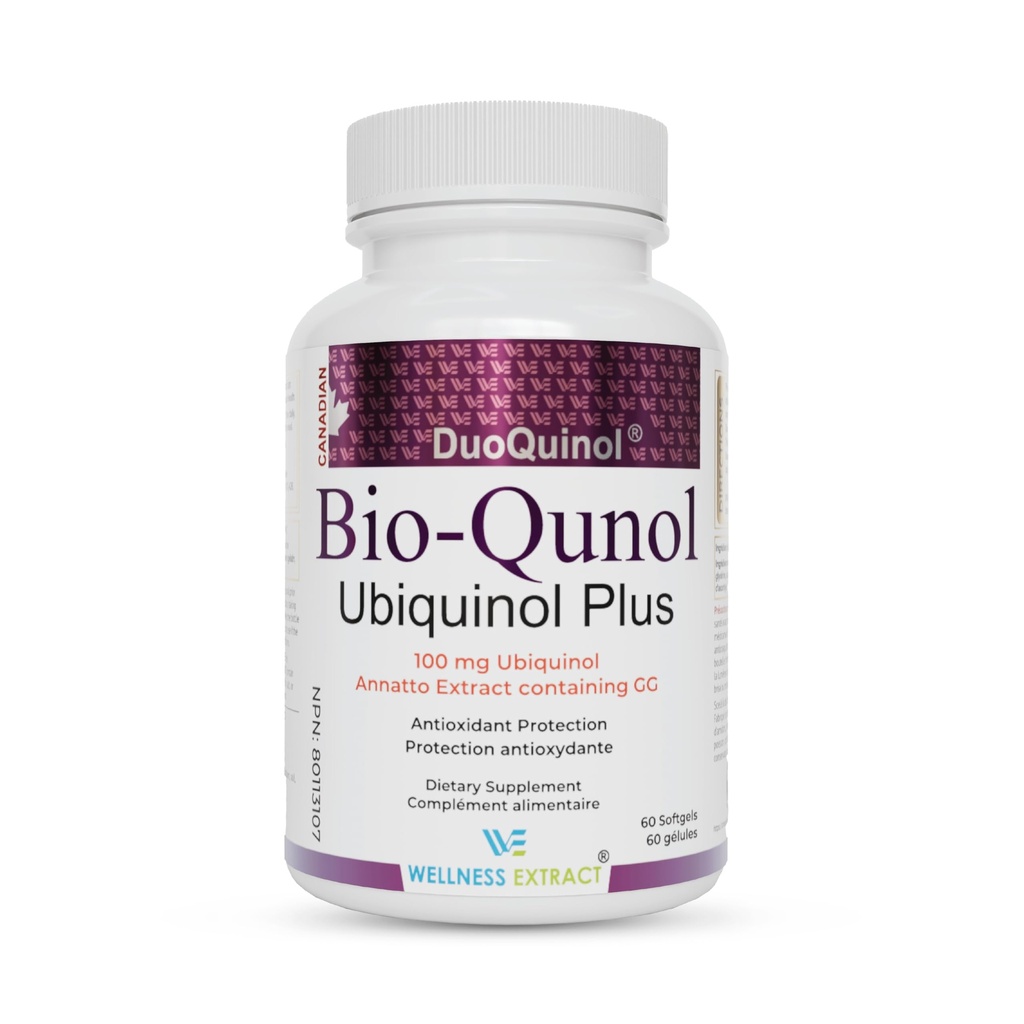 WELLNESS ExTRACT BioQuinol Ubikinol (CoQ10) z geranilgeraniol – Master Antioksidant za zdravje srca, celična energija 150mg 60 Softgels
