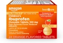 Osnovna nega otrok je ibuprofen žvečljive tablete, 100 mg, Pain Reliever in Fever Reducer, Orange Flavor, za bolečine, bolečine, boleče grlo, Zobobol in glavobol Relief, 24 Število