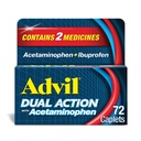 Advil Dual Action Obloženi Caplets z acetataminofen, 250 Mg Ibuprofen in 500 Mg acetataminofen na odmerek (2 ekvivalenta odmerka) za 8 urno lajšanje bolečine - 72 števk