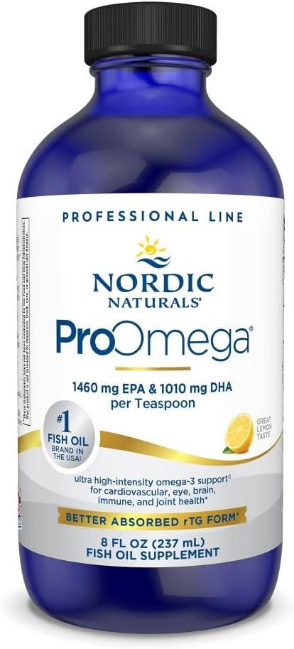 Nordic Naturals Proomega Liquid, Lemon Flavor - 8 oz - 2840 mg Omega-3 - Olje visoke jakosti z EPA & DHA - spodbuja zdravje možganov, oči, srca, in imunskega zdravja - Non-GMO - 48 Servings