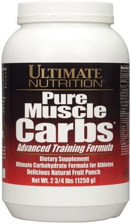 Ultimate Nutrition Pure Muscle Carbs - Kompleksni ogljikovi hidrati v prahu za trajno energijo - brez maščob, brez holesterola -Kalorija za mišice Gainers in športniki, Sadni Punch, 2.75 Pounds