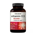 NatureBell Vitamin D3 50.000 i.e. + K2 200 μg, 180 Softgels 