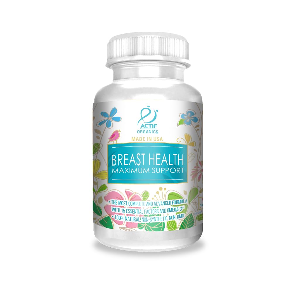ACTIF zdravje dojke Največja podpora s 15 Napredni dejavniki in Omega-3 - Non GSO, Made in ZDA, 90 Count