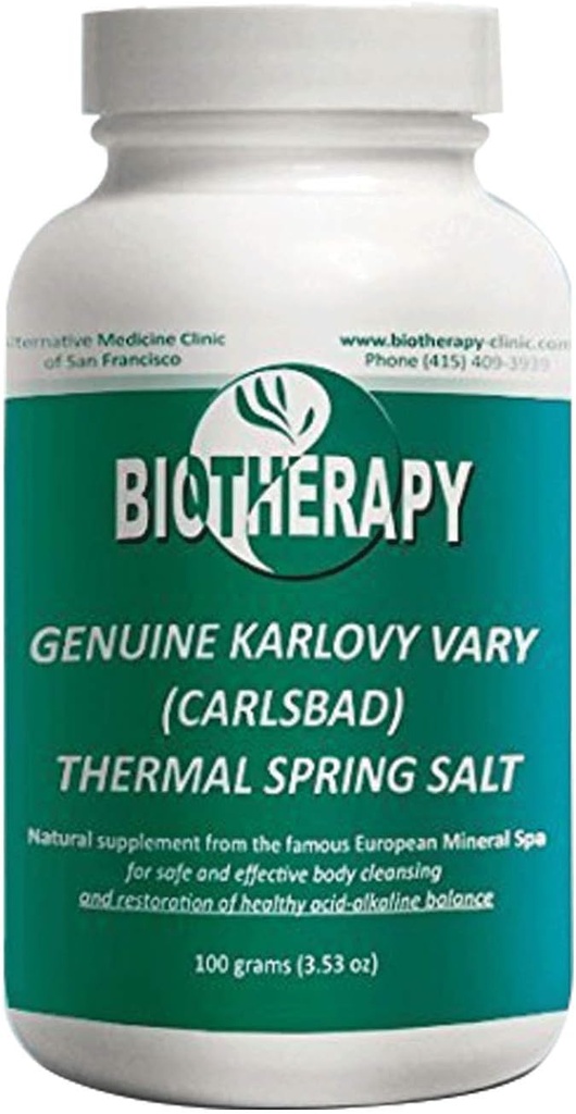 Bioterapija Prava Karlovy Vary Zdravljenje Mineralna voda Termalna pomlad Sol - Naravni mineralni dodatek Čistilec telesa - Podpora Imunski sistem & Obnavljanje kislinsko-alkalno ravnovesje - 100 Gram (3.53oz)