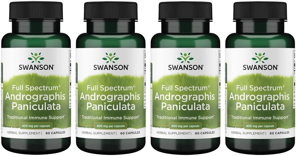 Swanson Celoten spekter andrographis Panicilata 400 Milligrams 60 kapsul (4 pakiranja)