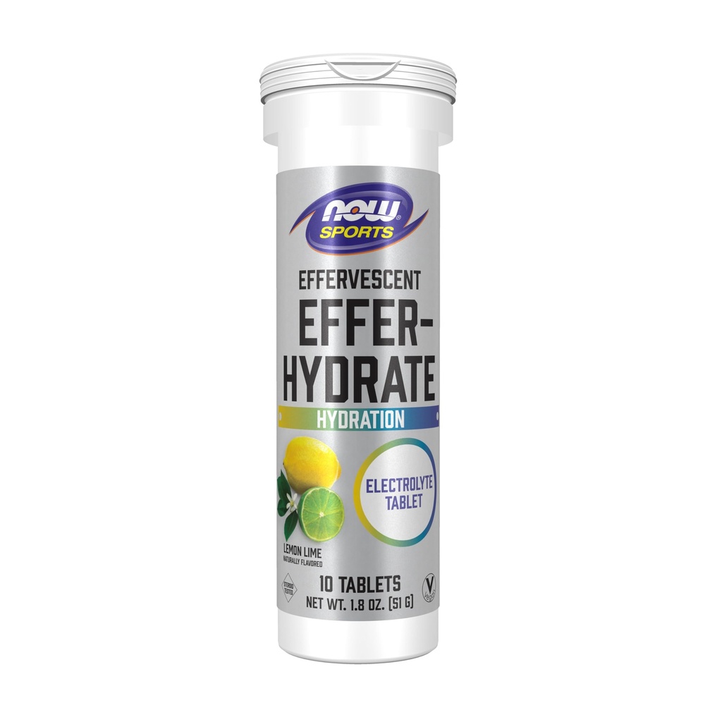 NOW Foods Sports Nutrition, šumeče Effer-Hydrate, Elektrolitski dodatek, Recovery*, limonina limona, 10 tablet
