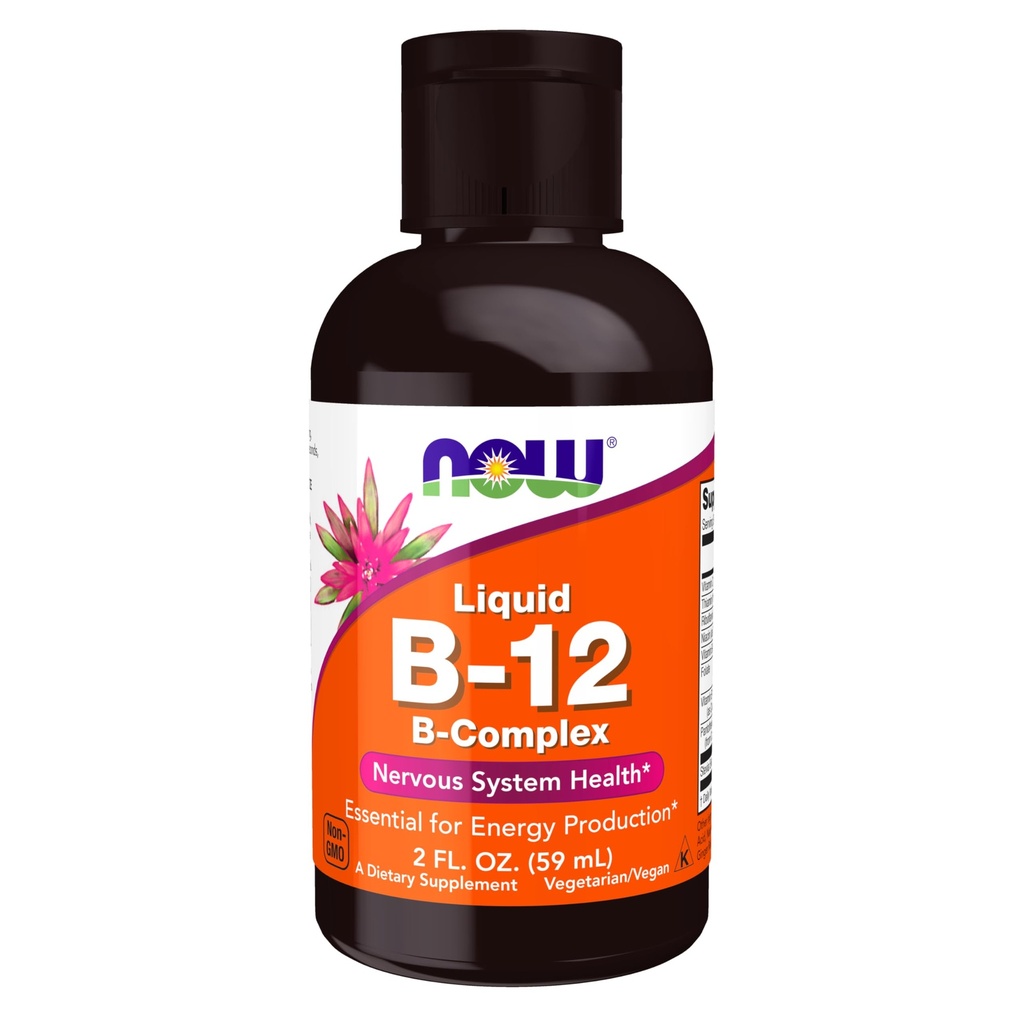 NOW Foods Supplements, Vitamin B-12 Kompleksna tekočina, proizvodnja energije*, Zdravje živčnega sistema*, 2-Ounce