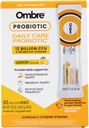 Ombre Daily Care Probiotic Powder - Prebiotiki in probiotiki za ženske, moške, & otroke - Hitro raztapljanje prahu spodbuja prebavno zdravje in splošno Wellness - 12 milijard CFU - Lemon Flavor, 30 Packets