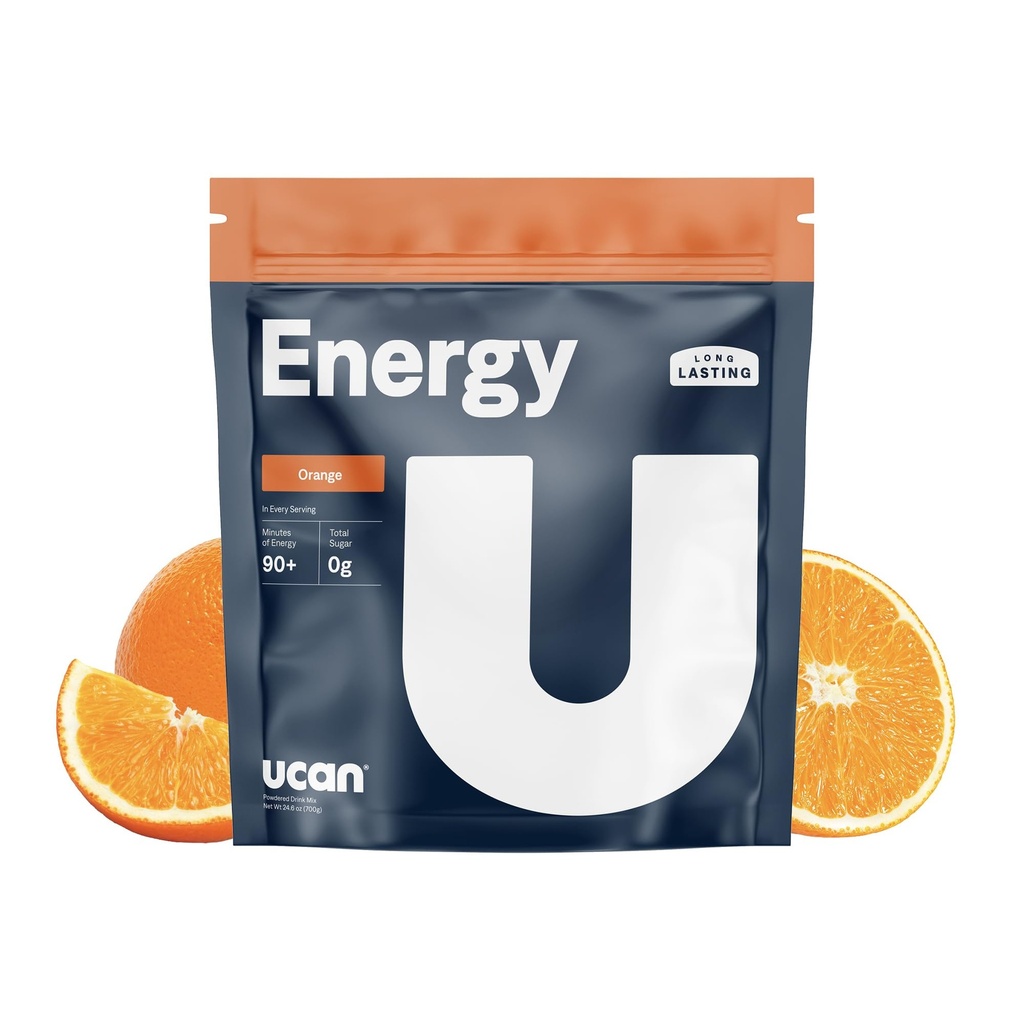 UCAN Energy Powder, Tropical Orange, Keto, Sugar-free Pre & Post Wordout za moške in ženske, Non-GMO, Vegan, Gluten-free, Super za tekače, Gim-Goers in visoke zmogljivosti športniki (28 Servings, 24.6oz)