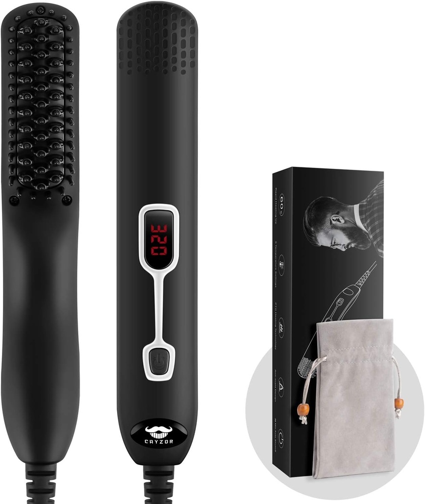 Brada Ravnalnik Comb za moške - nadgrajeni profesionalni električni moški brazde ravna ogrevanje čopiča Portable Anti-Scald 5 Nastavljive temperature in LCD zaslon z nosilno vrečko