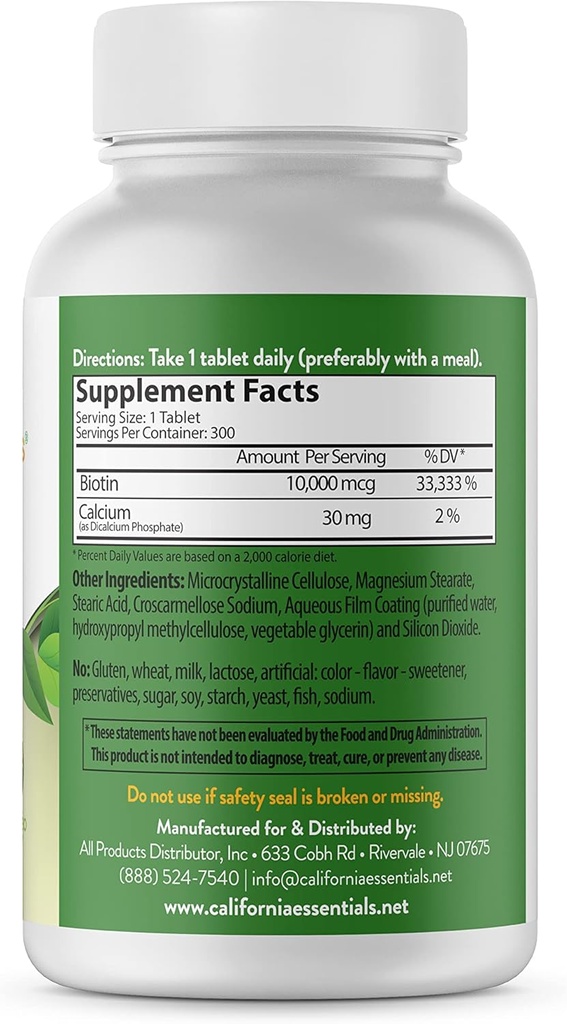 California Essentials Biotin 10000mcg 