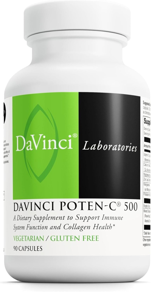 DAVINCI Labs Poten-C 500 - prehranska dopolnila za podporo imunskega sistema funkcijo in kolagen zdravje* - z vitaminom C, kalcij, magnezij, kalij, in več - vegetarijansko - Gluten-free - 90 tablet