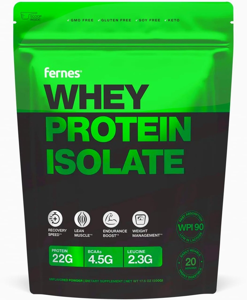 100% beljakovinski izolat sirotkinih beljakovin iz trave za ženske in moške 22g s 4,5g BCAA brez GMO hormona brez umetnih snovi Keto Clean & Pure Low Laktoza WPI 90 za superior Prebavljivost - 20 serverjev