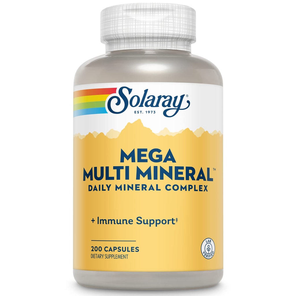 Solaray Mega Multi Mineral, Daily Mineral Complex s kalcij, železa, magnezija, cinka, in več v visoko absorbiranih keliranih oblik, splošno zdravje in imunske podpore, 50 Serving, 200 kapsul
