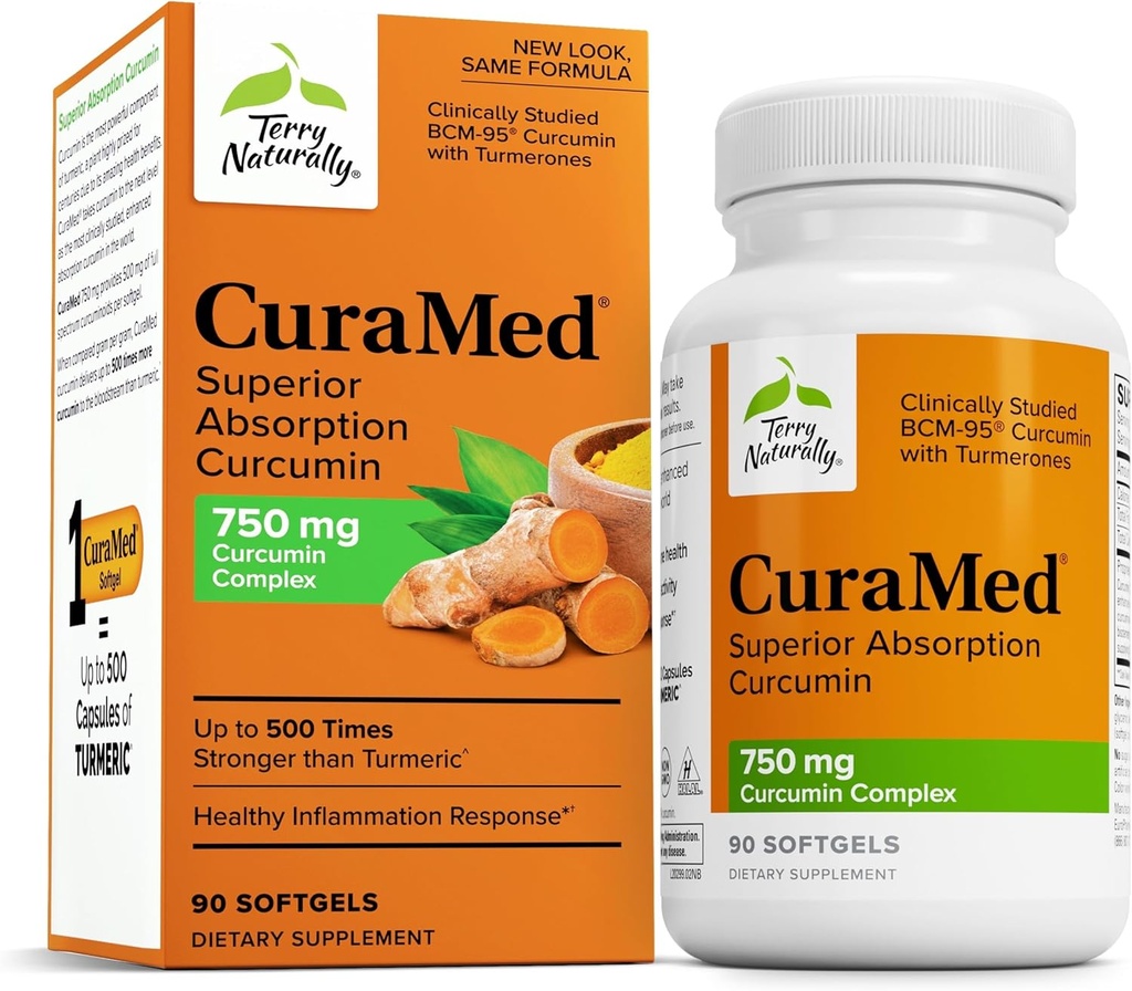 Terry Seveda CuraMed 750mg - Antioksidant dodatek za zdravje možganov in srca - prehranska dopolnila z visoko potentno kurkumin kompleks - ledvice, jeter in imunskega zdravja podpora - 90 Softgels