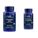 Life Extension Curcumin Elite Turmeric Extract & N- Acetil-L-Cysteine (NAC), Imuni, dihala, zdravje jeter, NAC 600 mg, Močni antioksidant Podpora, Prosti radikali, Enostaven za absorbcijo, 60 kapsul