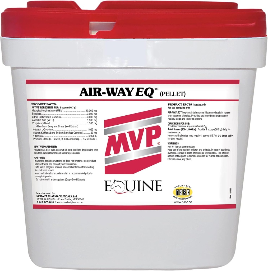 Air-Way EQ (20lb) podpira zdravo pljučno funkcijo in sezonsko alergijo podporo v konjih