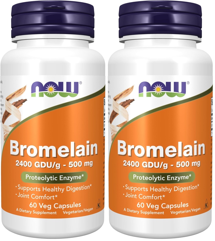 Zdaj dopolnila, Bromelain (naravni proteolitični encim) 2.400 GDU/g - 500 mg, naravni proteolitični encim*, 60 Veg kapsul (paket po 2)