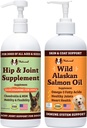 Natural Dog Company 32 oz. Sveženj z divjim aljaškim lososovim oljem in tekočim glukozaminom za pse, dodatek ribjega olja, skupna podpora in podpora za Hip