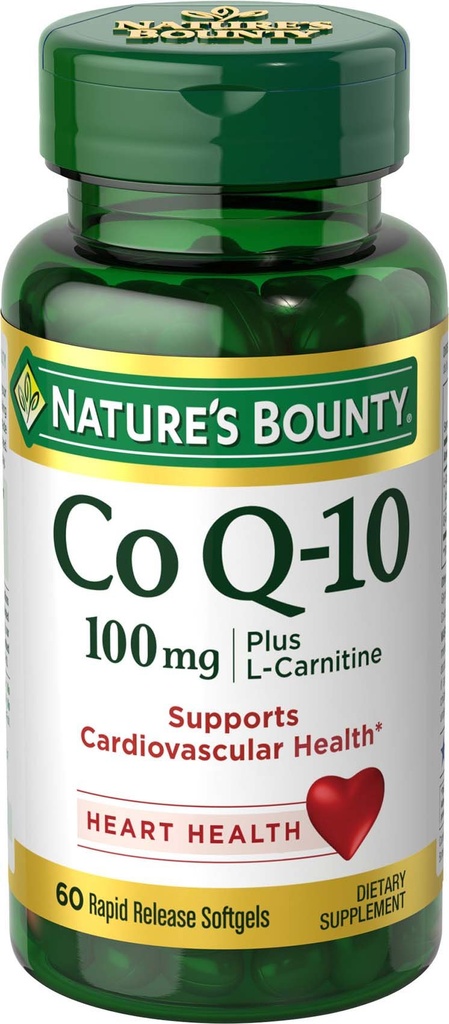 Narava Bounty CoQ10, podpira zdravje srca, 100mg Plus L-karnitine, 60 Softgels