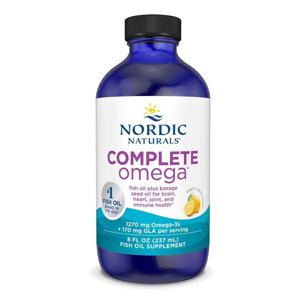 Nordic Naturals Complete Omega, Lemon Flavor - 8 oz - 1270 mg Omega-3 - EPA & DHA z dodanim GLA - Zdrava koža, Kognicija, Pozitivna razpoloženja - Non-GMO - 48 Servings