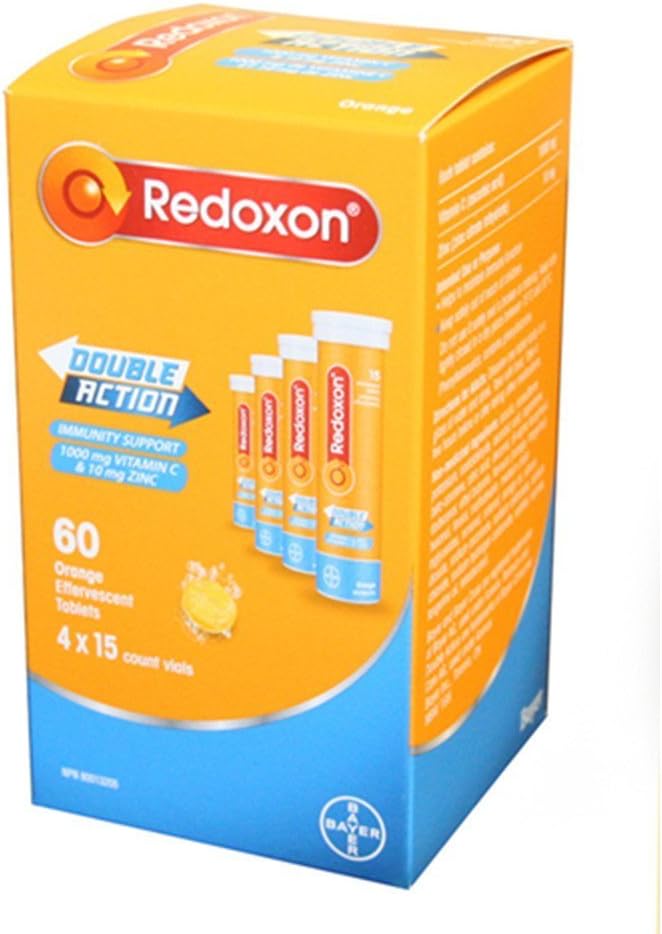 Redoxon Dvojni ukrep oranžna šumeče tablete, 1000mg vitamin C & 10mg cink, 4x15 vial