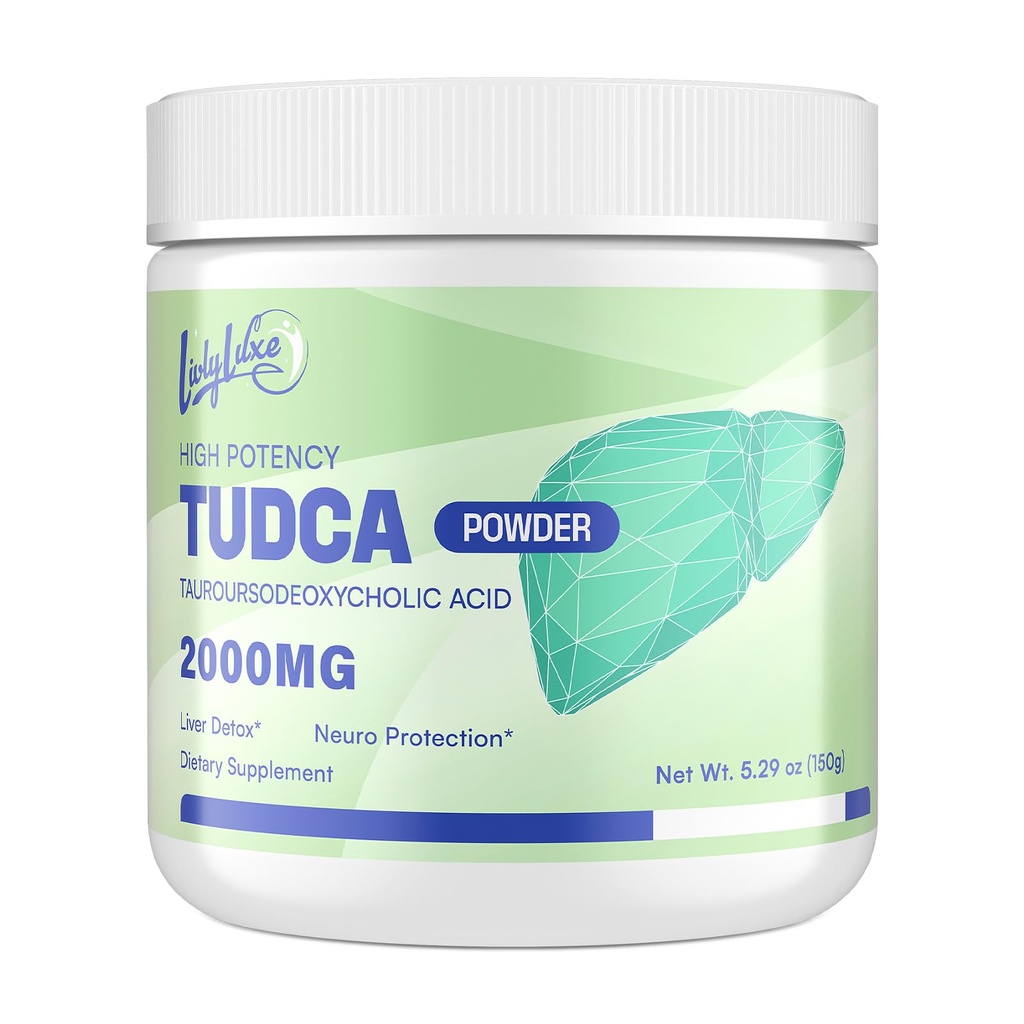 LivLyLuxe TUDCA Powder Jetra Supplement – 2000mg Visoka absorpcija Jetrni razstrupljanje in popravila Podpora z mlekom Thistle,Artichoke,Bile soli,Ox Bile,Herbal Mešanica– 30 Servings, Non-GMO