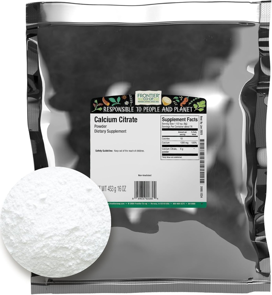 Mejne koncentracije kalcijevega citrata v prahu, 16 ounce