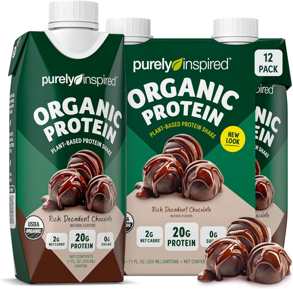 Čisto inspirirano pripravljeno za pitje organskega stresa beljakovin, dekadentna čokolada (12 paketov) - na rastlinah osnovani RTD Nutritional Protein Drink - Zero-Sugar & Gluten-free Meal Nadomestni pijača tekoči proteini