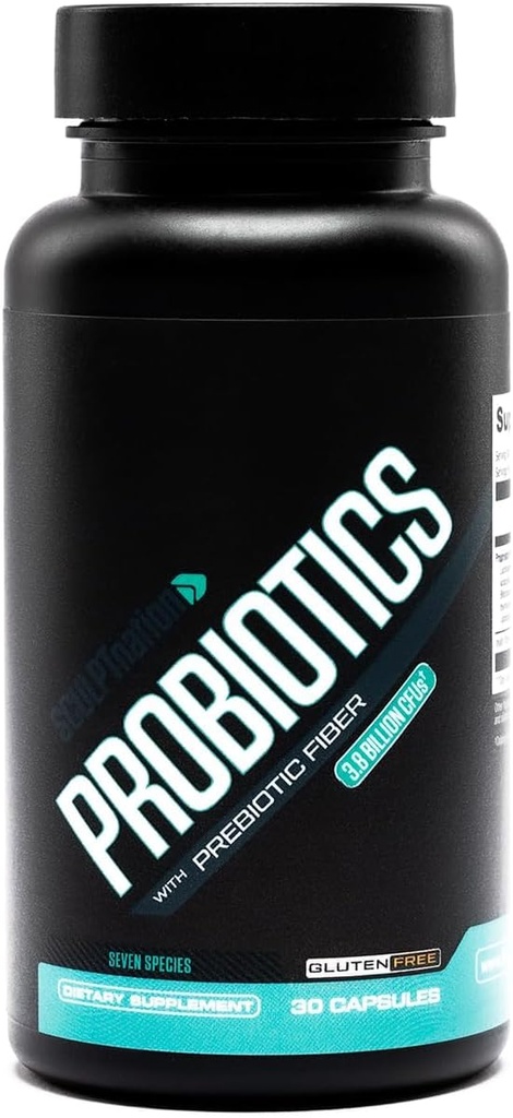 Sculpt Nation by V Shred Premium Probiotics - Digestive & Gut Health Support - Pomaga pri občasni zaprtosti, plin in napenjanje - 30-dnevno oskrbo