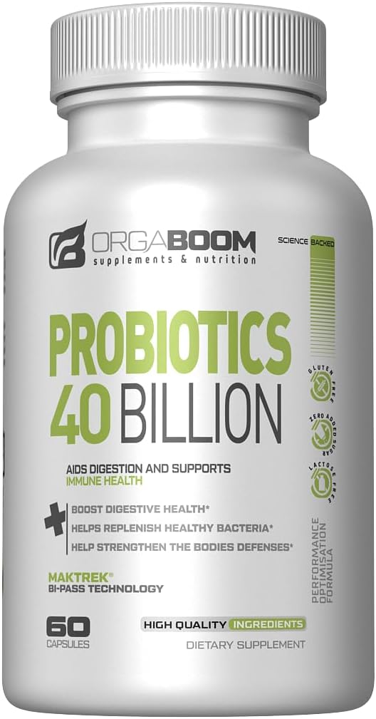 Probiotik 40 milijard CFU 4 sevi + prebiotik - podpira prebavno zdravje in imuniteto - pomaga pri zaprtju, driska, napenjanje - Gluten-free, Non-GMO - Izdelano v ZDA - 60 kapsul