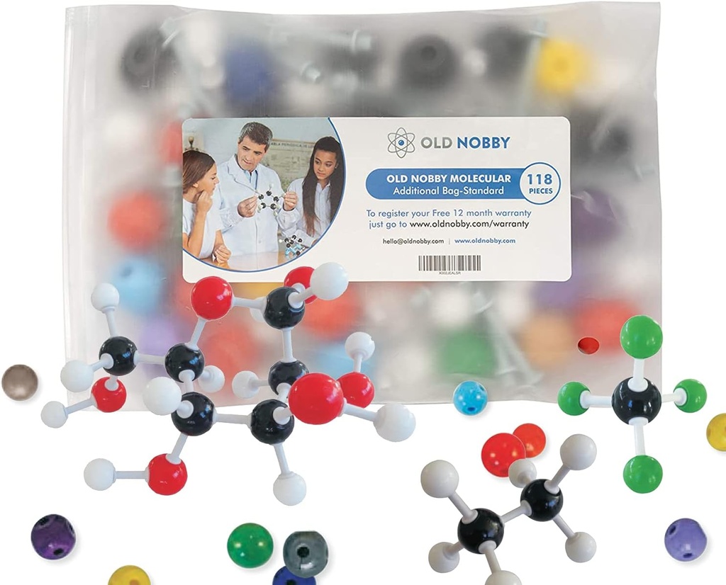 Old Nobby 118-Piece dopolnilna kemija molekularni model komplet - zgraditi 3D strukture za študij, poučevanje in uporabo laboratorija - Trajni Atoms in obveznice, Enostavna montaža s prenosljivim shranjevanjem primera