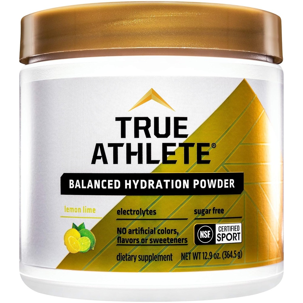 True Athlete Uravnotežena Hidracija prahu, limona limete aroma, spodbuja hidracijo pred vadbo, enostavno premešati, NSF Certified for Sport (12.86 Ounces Powder)