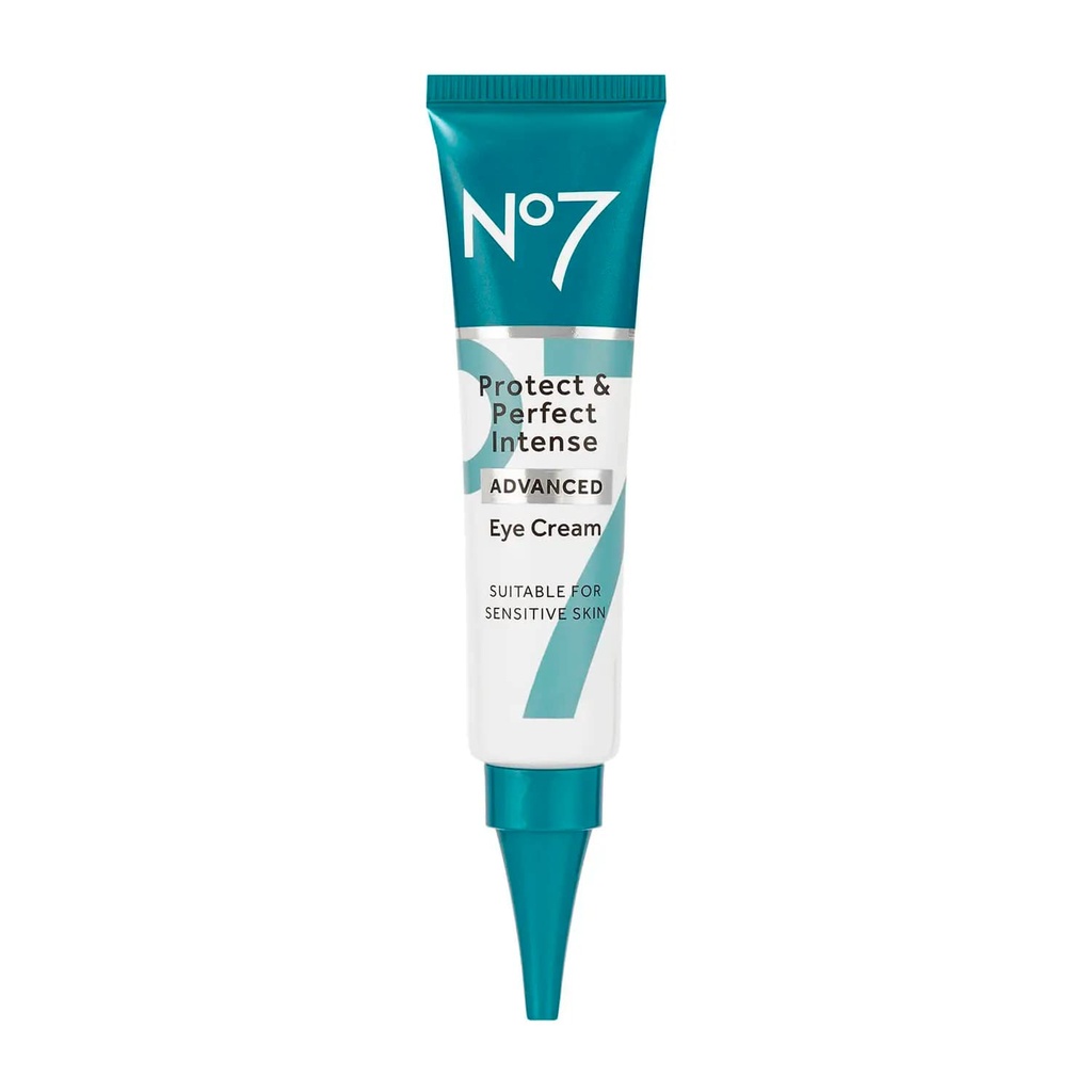 No7 Protect & Perfect Eye Cream - Intense Advanced Under Eye Cream za temne kroge - Obogatena z hidraturno kislino in karitejevim maslom za oživljanje utrujenih oči (0,5 Fl Oz)
