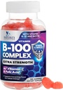Vitamin B Complex Gummies - Extra Strength Super B Vitamin Gummy with Vitamin C, Immune Support for Men & Women - Energy and Brain Support Supplements with Folic Acid, Niacin, B6, B12 - 120 Gummies