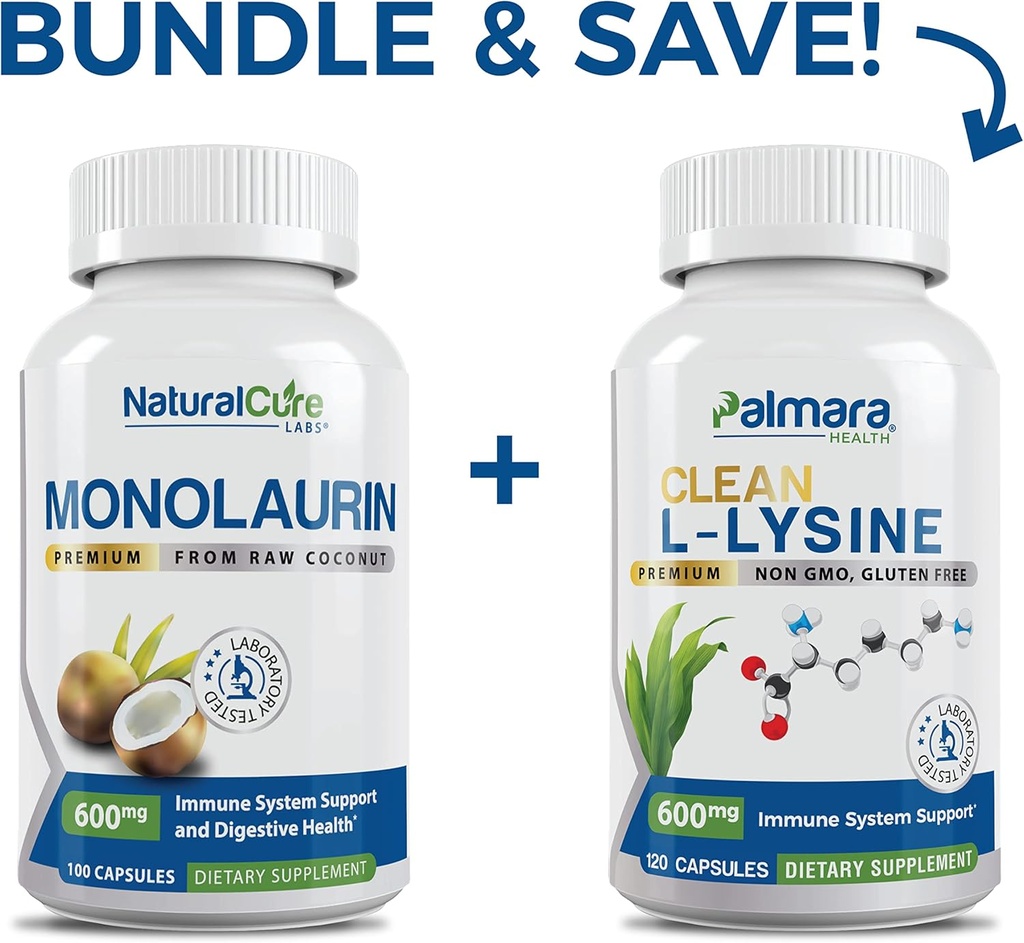 Naravna zdravila: Premium Monolaurin 600mg + Čist L-lizin 600mg