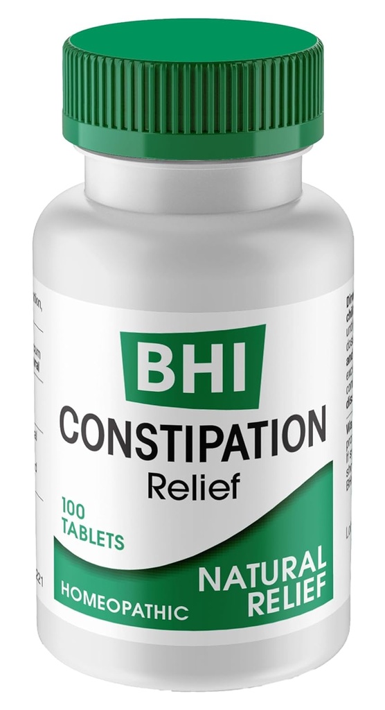 BHI Zaprtje Relief Natural Safe Targeted Homeopatic Active Sestavine Relieve Bloat Nelagodje, Bowel Back-Up & Nepravilnost za ženske in moške - 100 tablet