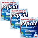 Pepcid AC največja moč zgaga Relief tablete, preprečevanje in lajšanje zgage in kisline Refluks zaradi kisle prebavnosti, 20 mg Famotidin, ICY Cool Mint Flavor, Multipack, 3 x 20 ct