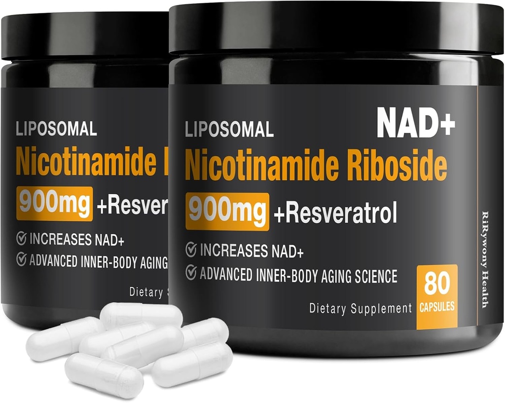 NAD dodatek - NAD+ z nikotinamid ribozid (NR) in Resveratrol Quercetin 900mg Pure Organic NAD Plus za celično popravilo zdravo staranje možganov funkcijo (2 paket)