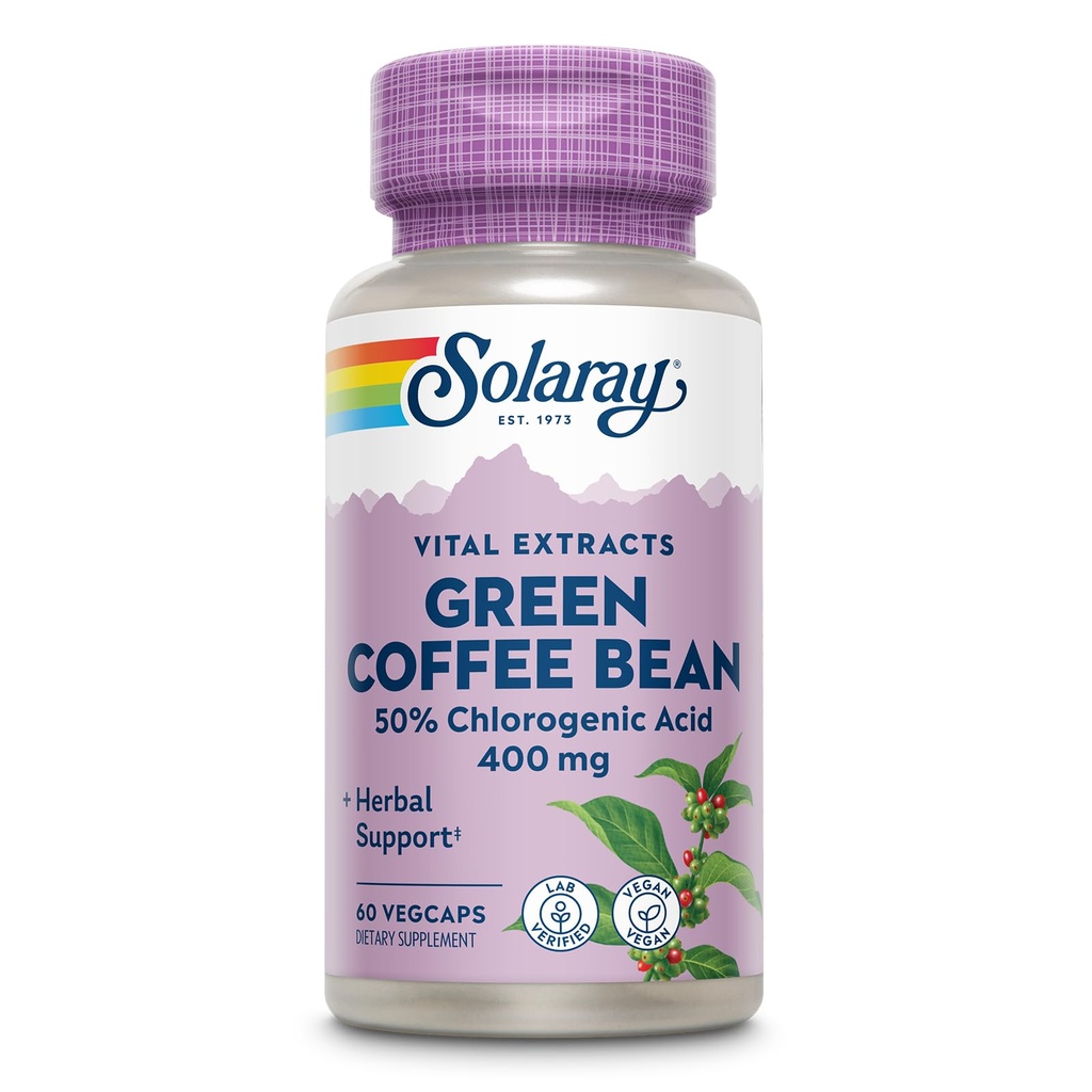 SOLARAY Zajamčena potenca zelena kava fižol ekstrakt, Veg Cap (Btl-Plastic) 400mg 