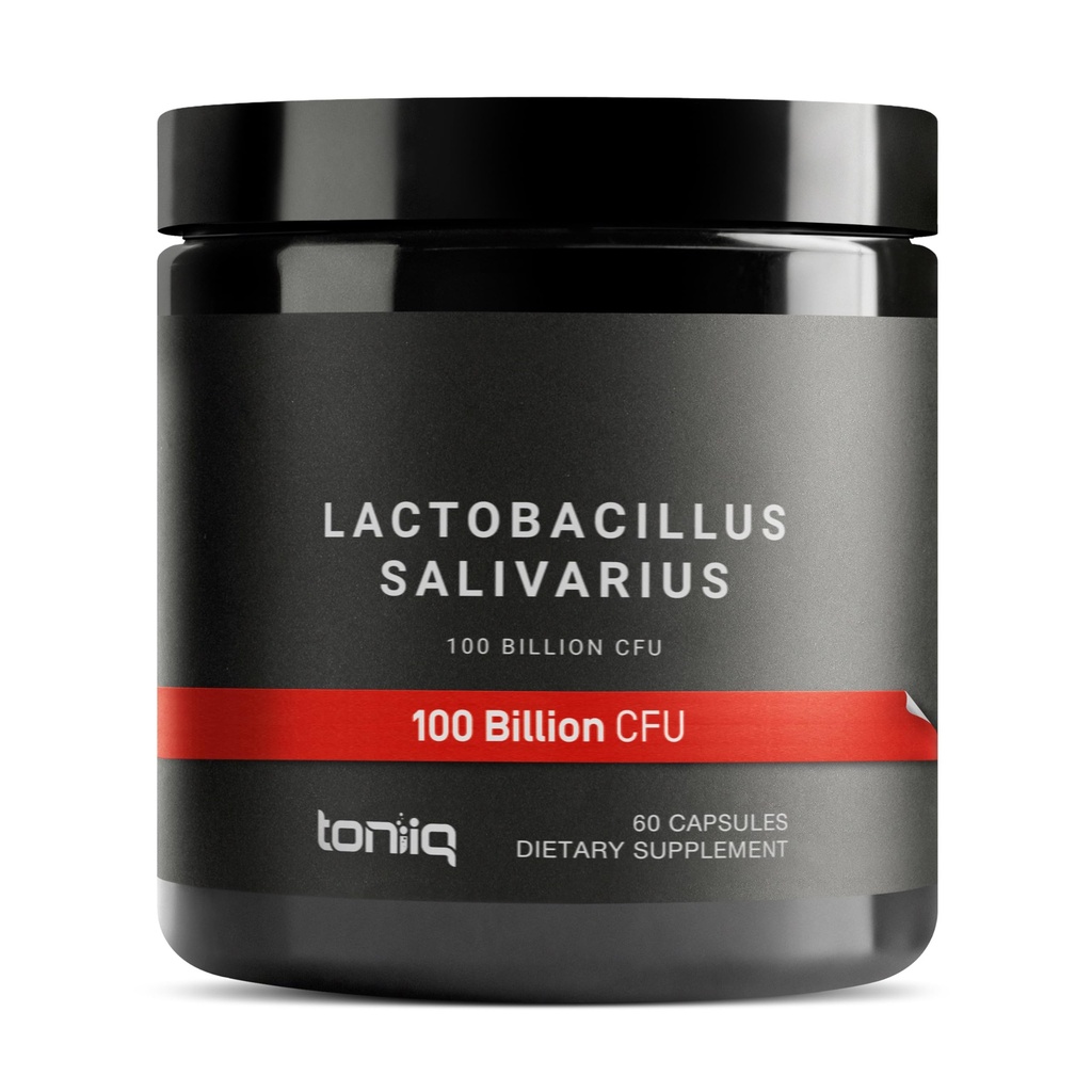 Toniiq 100 milijard CFU Lactobacillus Salivarius probiotik - najvišje preverjeno število CFU - laboratorij tretje stranke Tested for Potency - 60 vegetarijanskih kapsul - 30 serving - TQ preverjeno