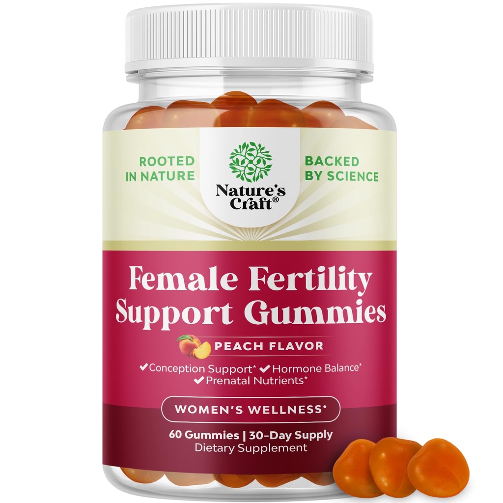 Plodnost Gumies za ženske poskuša ustvariti - Yummy Gummy plodnost dodatek za ženske z Myo-Inositol Folna kislina & Vitex Chasteberry - Vegan Non-GMO & Gluten brezplačno - Juicy Peach (30 strežnice)